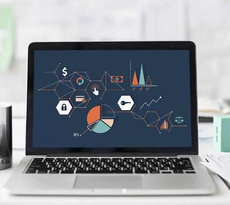Laptop mit Grafiken